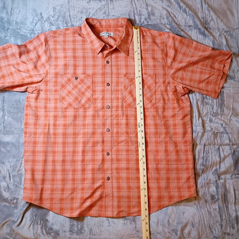 Orvis‎ Mens XXL Orange Plaid Short Sleeve Button Down Fishing Shirt 1494392 - Picture 8 of 8
